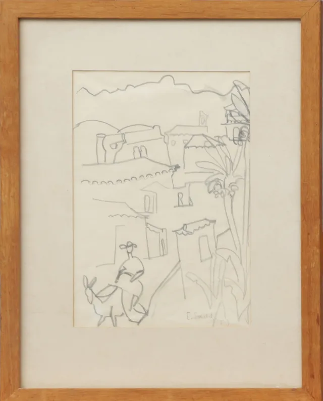 ERIK EWALD. TECKNING, blyerts, signerad.