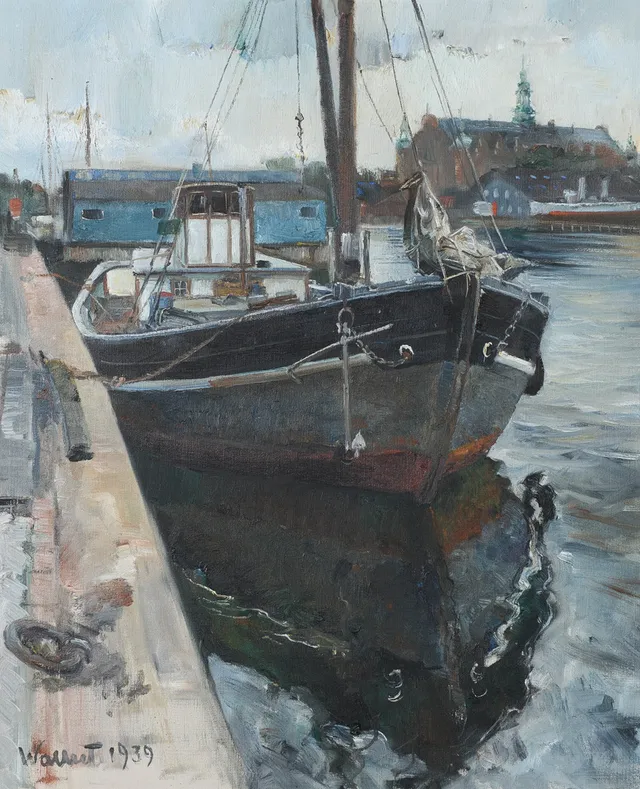 AXEL WALLERT. Motiv från Strandvägen, olja på duk, signerad samt daterad 1939.