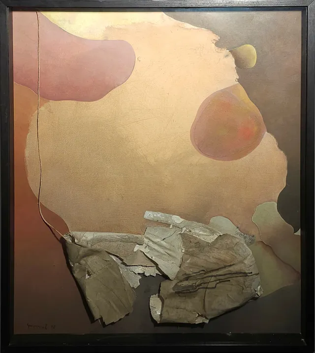 JOSEP GUINOVART. COMPOSICIÓN, 1976. TÉCNICA MIXTA (COLLAGE MATÉRICO).