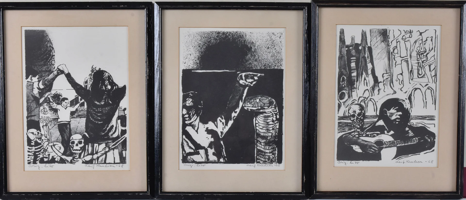 LEIF KNUDSEN. Litografier, 3-stycken. — Engravings & Prints — Halmstads Auktionskammare