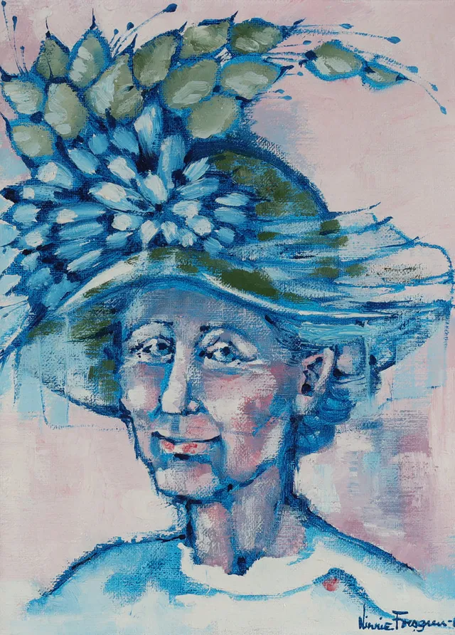NINNIE FORSGREN född 1937) "I blommande hatt", olja på duk.
