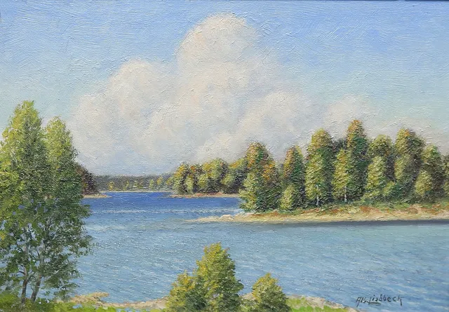 ALBERT LIEDBECK. olja på , signerad.