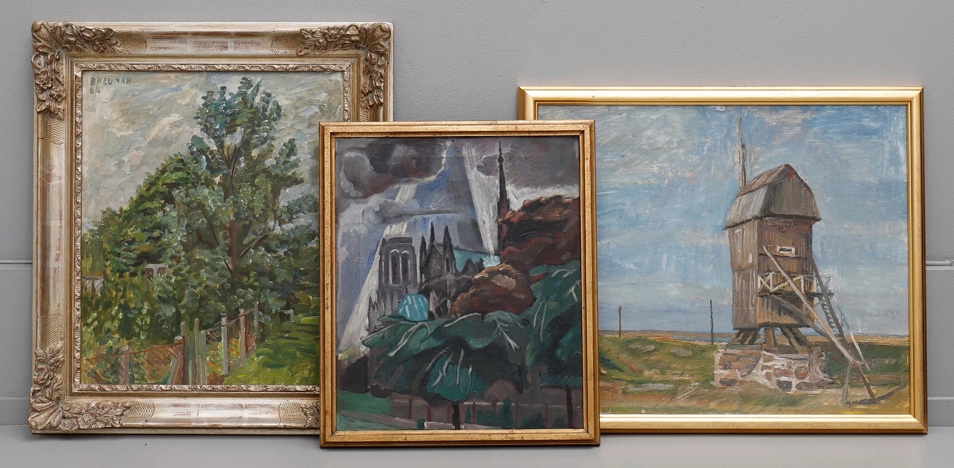 BERNHARD NEUMAN. MÅLNINGAR, 3 st. — Paintings — Crafoord Auktioner Lund