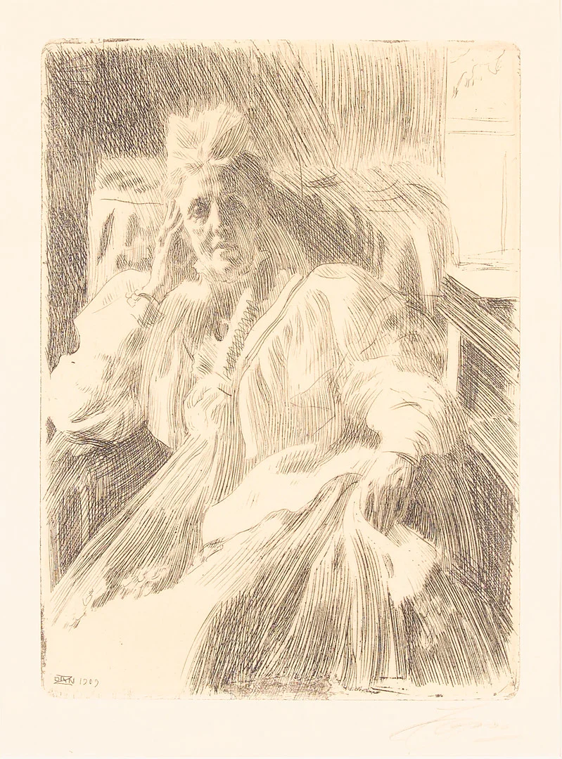 ANDERS ZORN. "Änkedrottning Sophia". — Engravings & Prints — Uppsala Auktionskammare