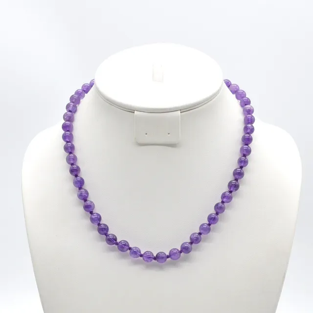 AMETHYST PERLEN COLLIER, VINTAGE, CA. 46CM.