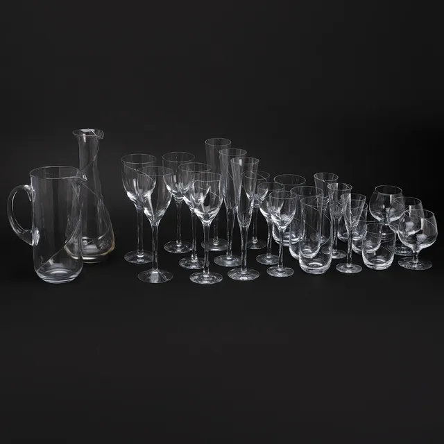 ANNA EHRNER. Glasservis, "Line", 71 delar, Kosta Boda.