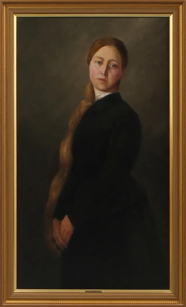 GEORG STOOPENDAAL. Porträtt av kvinna i svart. Olja på duk, signerad a tergo.