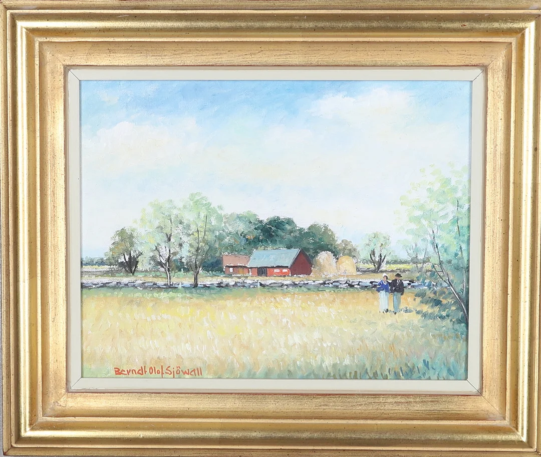 BERNDT OLOF SJÖWALL. olja på pannå, signerad. — Paintings — Gomér & Andersson Norrköping