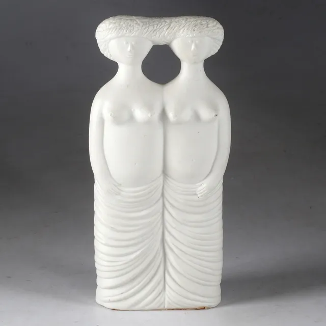 STIG LINDBERG. Figurin, "Tvillingarna", parian, Gustavsberg.