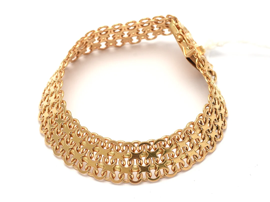 Armband X-länk 18K 23,6g, 17,5cm, bredd 11mm — Smycken/Armband — Kaplans