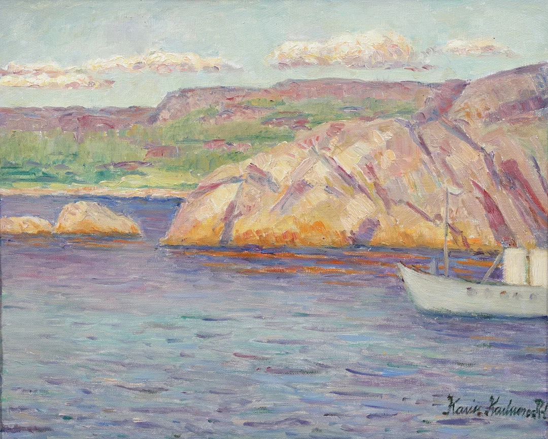KARIN KARLSSON. "Motiv från Strömstad". Olja på duk, signerad. — Paintings — Växjö Auktionskammare