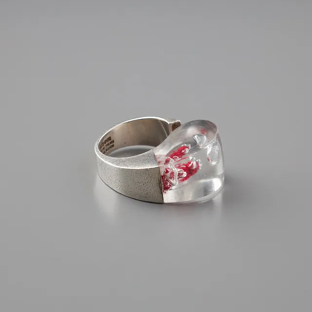 BJÖRN WECKSTRÖM. RING, Mikroner, silver, akryl, Lapponia 1973.