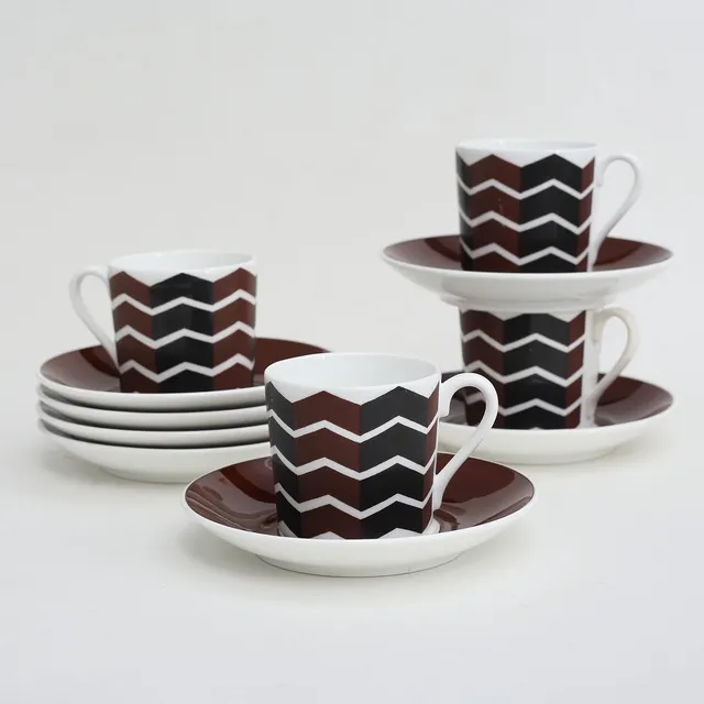 MARGARETA HENNIX. Kaffekoppar med fat, 11 delar, benporslin, "Viggen", Gustavsberg.