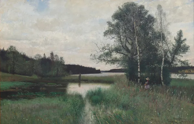 OSCAR TÖRNÅ. "Finnspång - juli 1890" olja på duk.