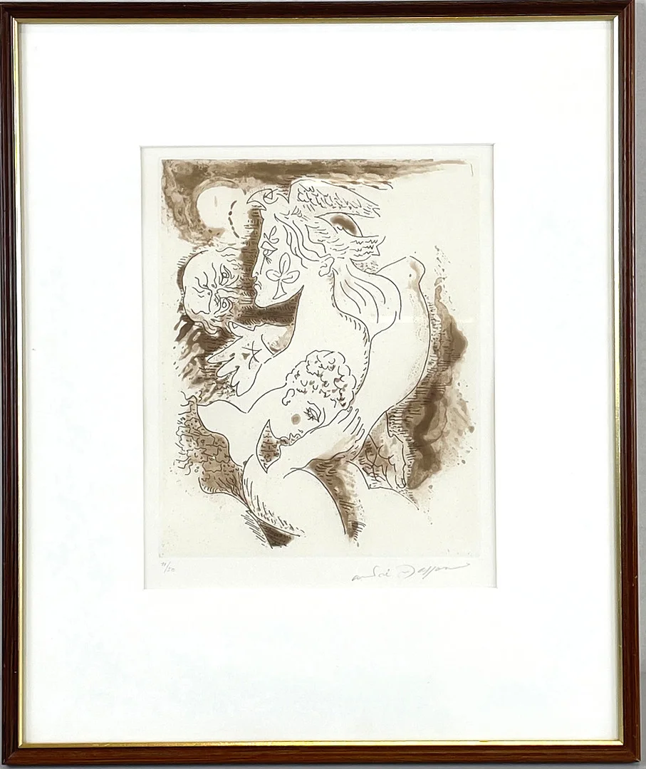 ANDRÉ MASSON. Figurkomposition, litografi, numrerad 11/50, signerad. — Engravings & Prints — Roslagens Auktionsverk