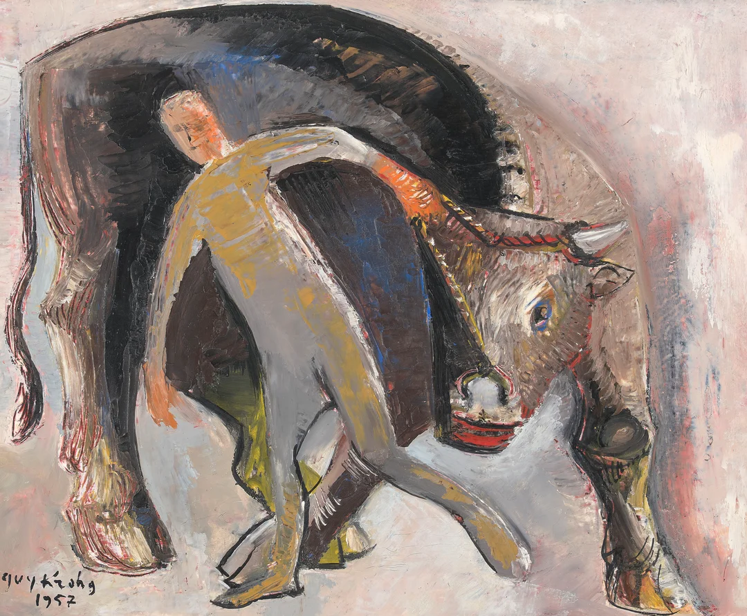 Krohg, Guy — "Mannen og oksen" 1957 — Kunst/Maleri — Blomqvist