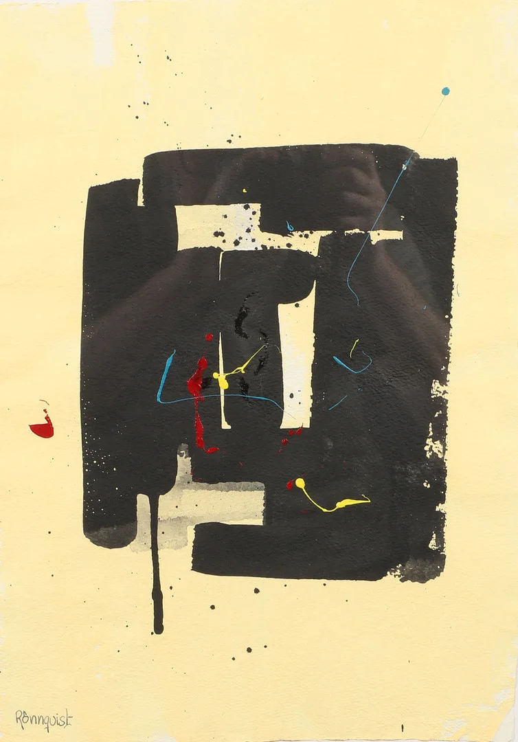 BJÖRN RÖNNQUIST. Komposition, blandteknik, signerad Rönnquist. — Paintings — Helsingborgs Auktionskammare
