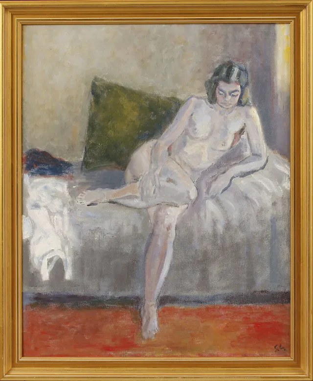GÖSTA LILJEDAHL. Modell, olja på pannå, signerad.