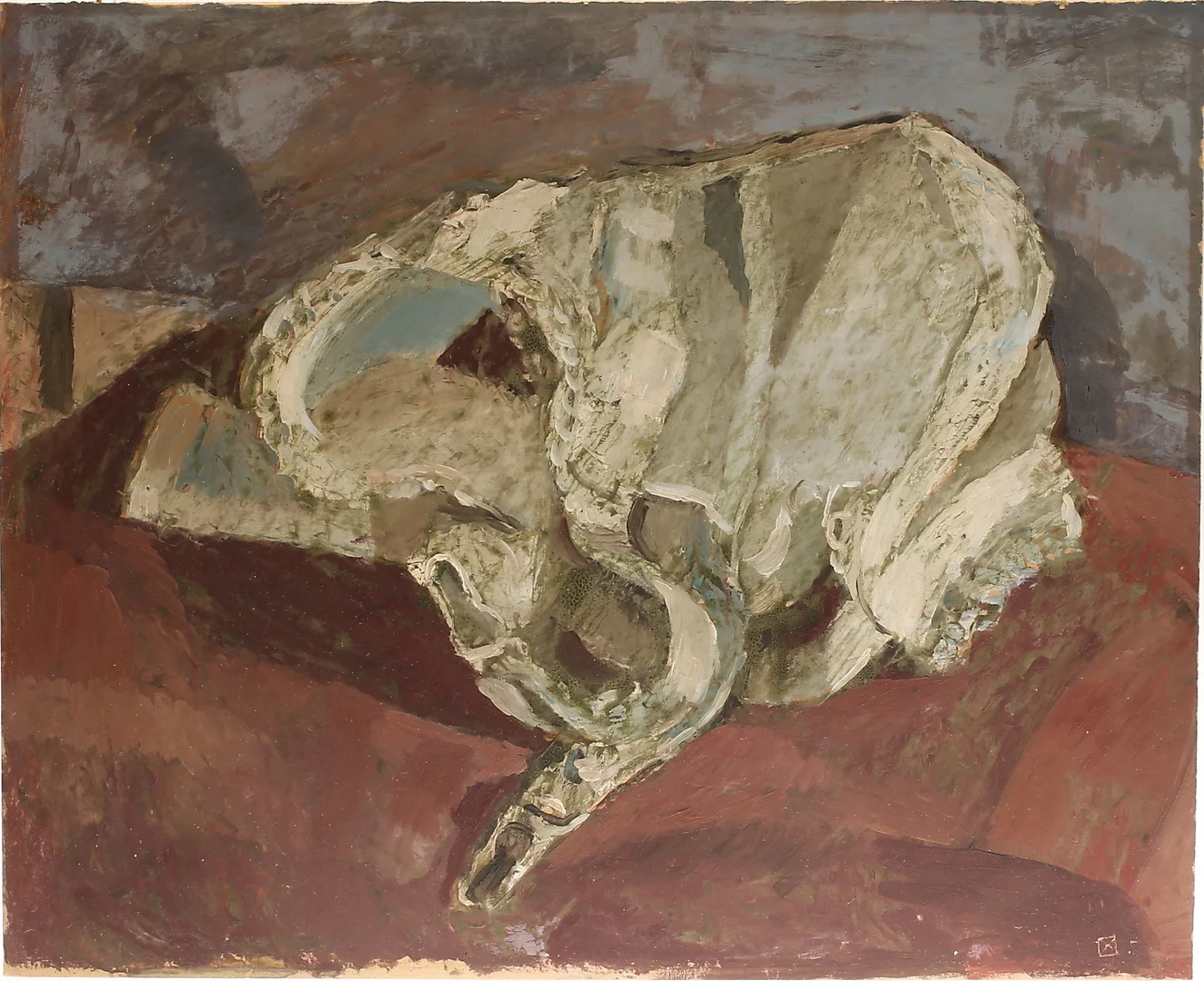 NISSE ZETTERBERG. Olja på pannå, signerad a tergo 1956. — Paintings — RA Auktionsverket Norrköping