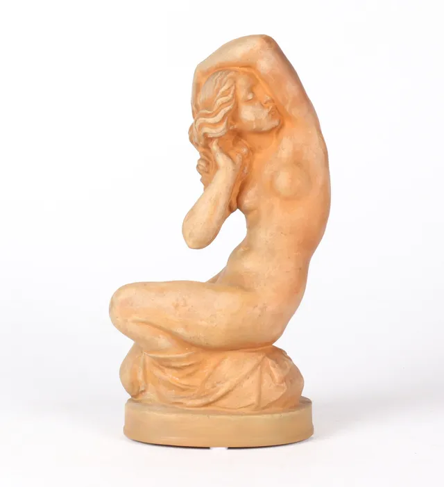 Jens Jacob Bregnø. 'Listening girl', figure of burned clay, 1930s