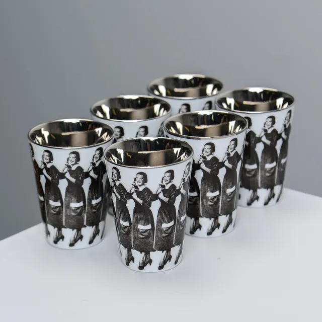 ÅSA LINDSTRÖM. Snapsglas, 6 st, porslin, Rörstrand.