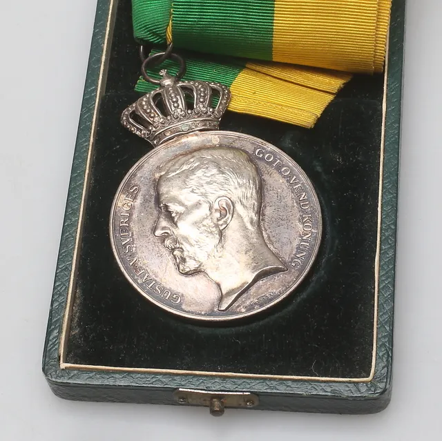 MEDALJ, silver, Gustaf V, Sverige.