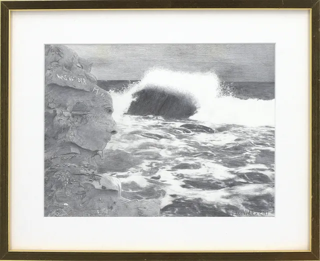 LARS VILKS. Blyertsteckning, "Was ist der Mensch", signerad, 2011.