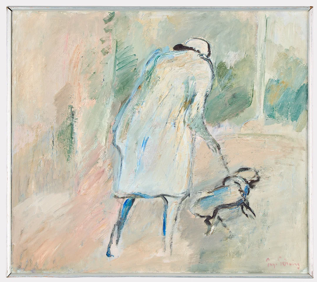 TAGE TÖRNING. Hundpromenad. — Paintings — Uppsala Auktionskammare