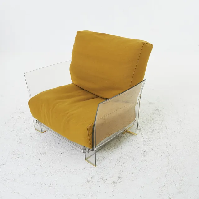 PIERO LISSONI& CARLO TAMBORINI. Fåtölj "Pop", formgiven för Kartell, polyuretan, lösa sitt-ryggplymåer, formgivningsår 2008, märkt.