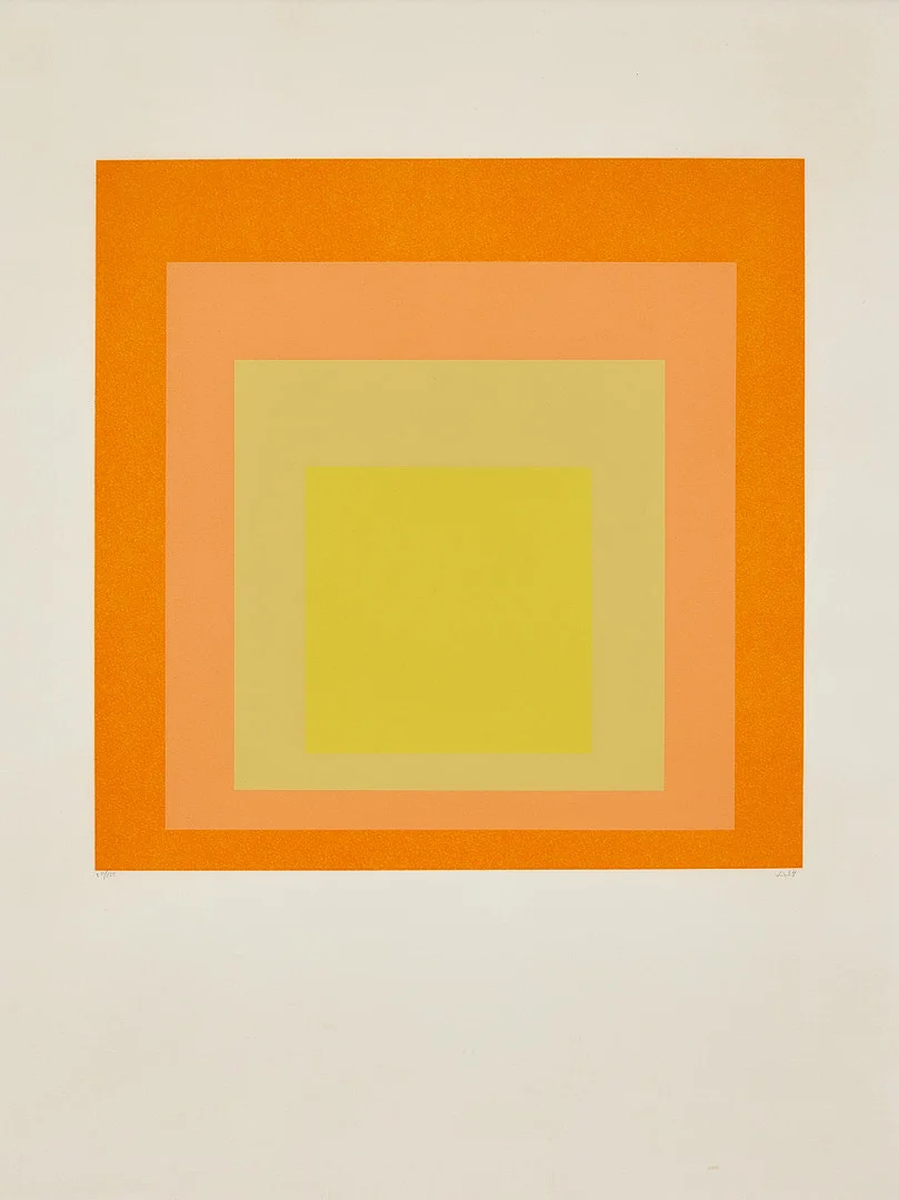 JOSEF ALBERS. "Hommage au carré (Hommage to the square)", färgserigrafi, 1964, 28 x 28 cm. — Engravings & Prints — Stockholms Auktionsverk Fine Art
