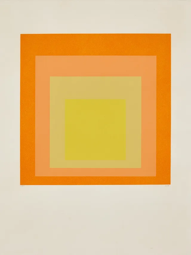 JOSEF ALBERS. "Hommage au carré (Hommage to the square)", färgserigrafi, 1964, 28 x 28 cm.