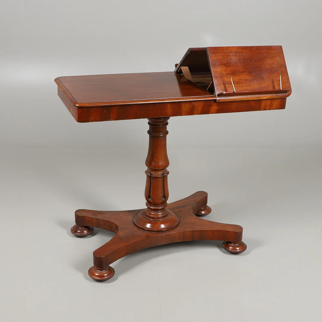 A 19TH CENTURY MAHOGANY ADJUSTABLE READING TABLE. — Tables — Lawrences Auctioneers