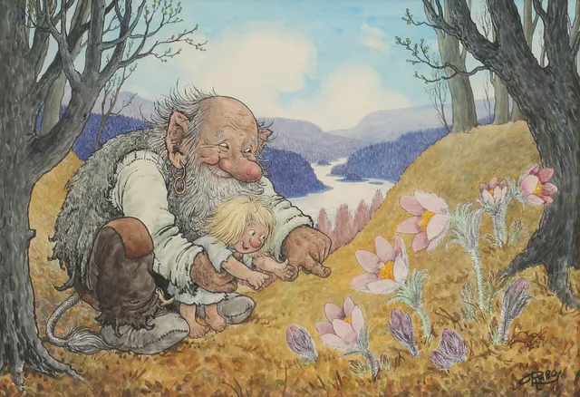ROLF LIDBERG. Botaniklektionen, akvarell, signerad och daterad -80.