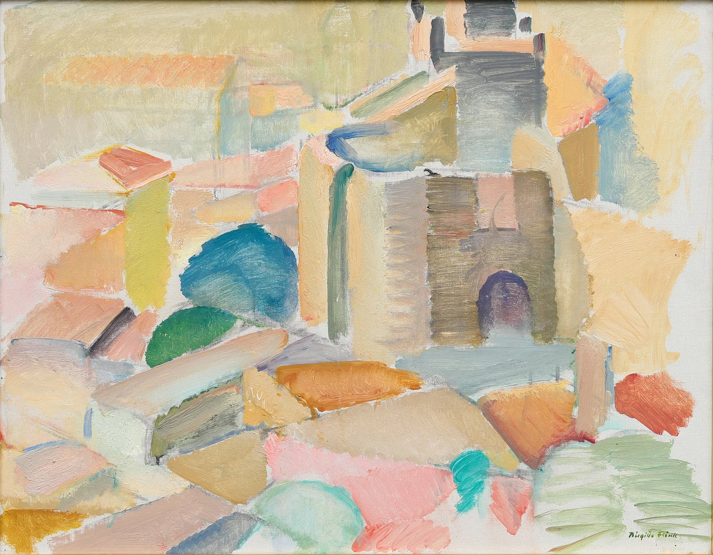 BIRGITTA FLINK. "Castiglione della Pescaia, Italien", olja på duk, signerad. — Paintings — Crafoord Auktioner Malmö