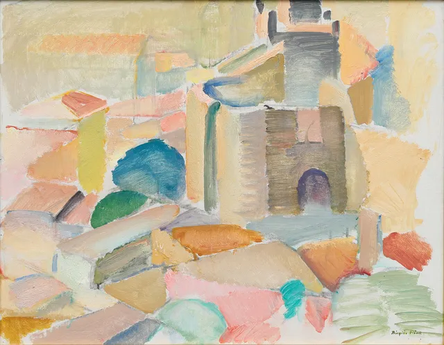 BIRGITTA FLINK. "Castiglione della Pescaia, Italien", olja på duk, signerad.