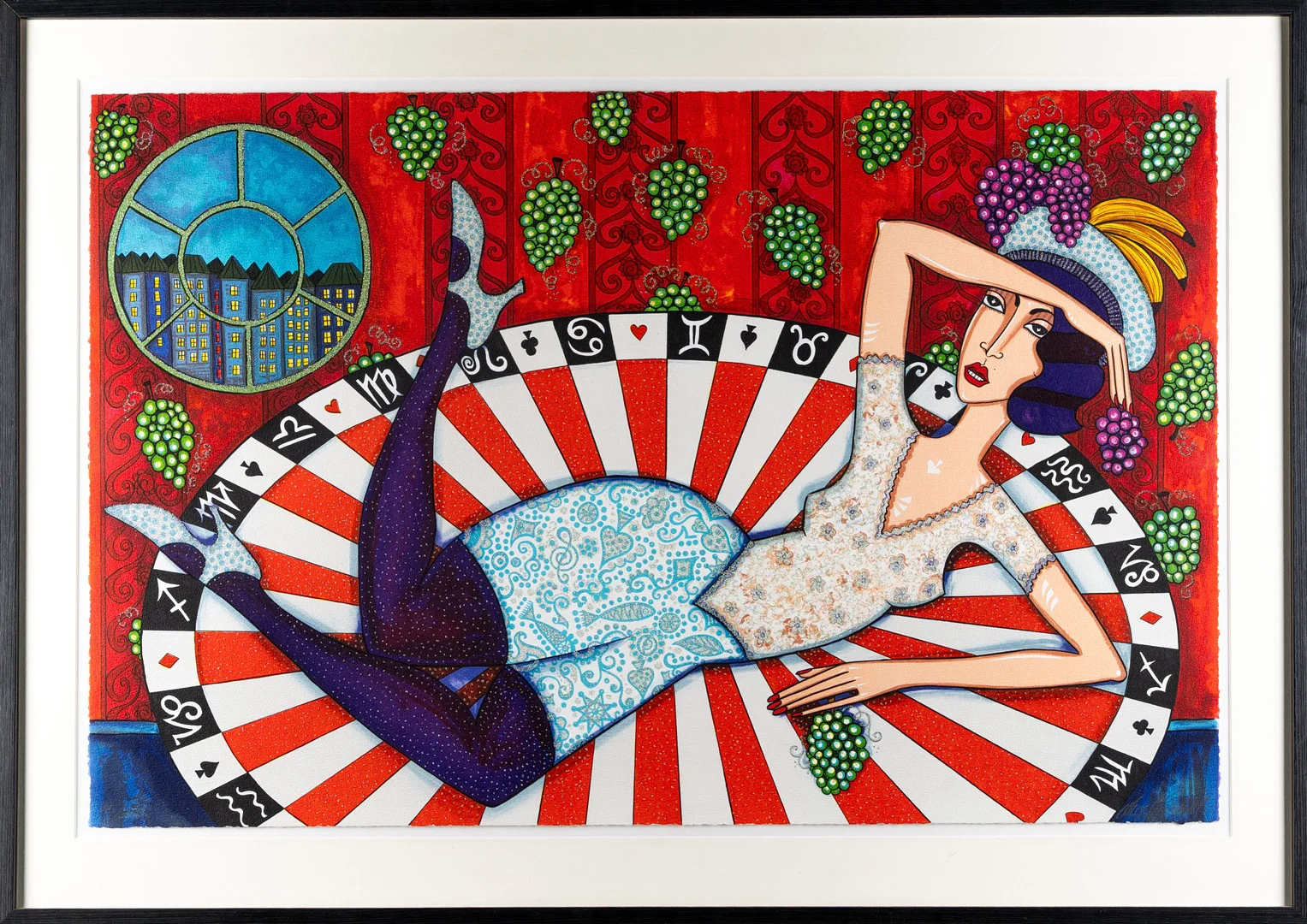 ANGELICA WIIK. Färglitografi med glitter, "Spader diva", Signerad. — Paintings — Norrlands Auktionsverk