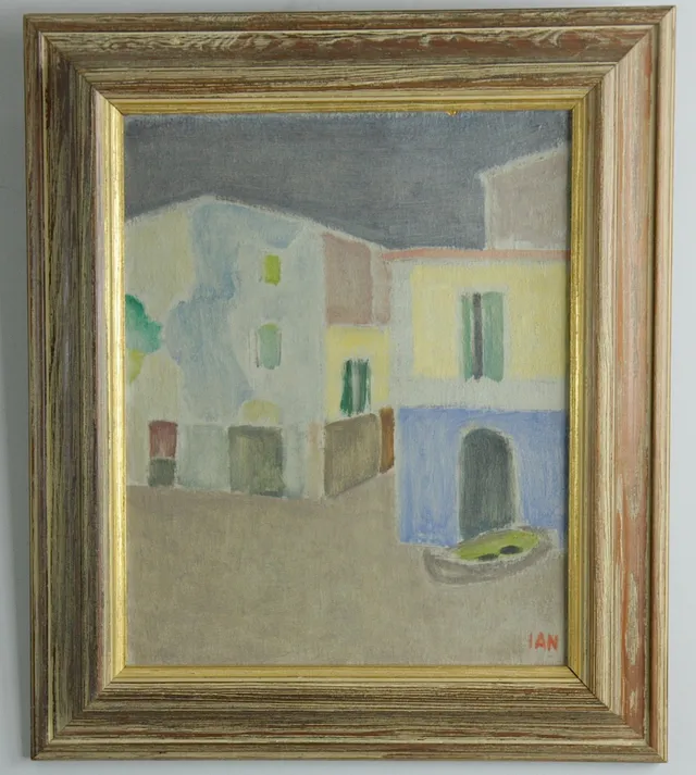 IVAR ANDERSSON. olja på pannå, "Hus, Mentone", signerad.