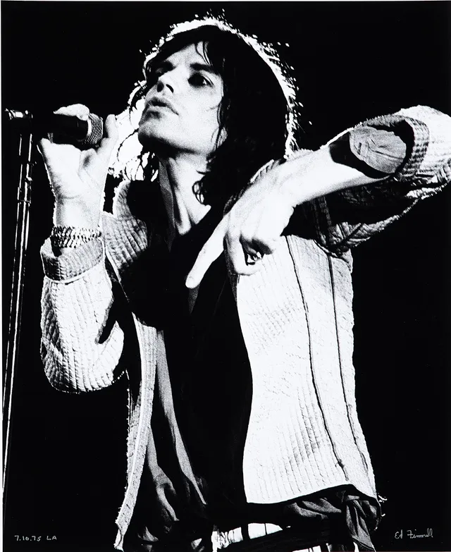 ED FINNELL. Mick Jagger and Ronnie Wopod, The Rolling Stones, ''Tour of the Americas", Los Angeles Forum, July 10, 1975, 42/50, C-print.