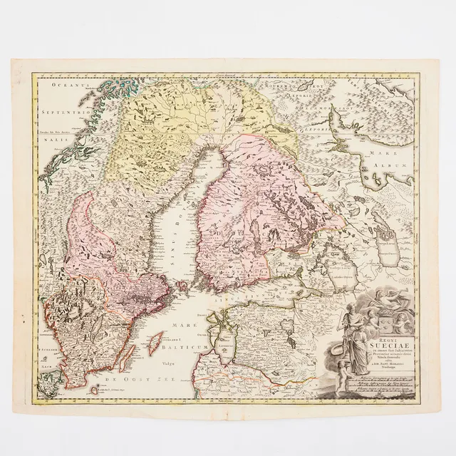 KARTA SKANDINAVIEN AV HOMANN, ca 1730.