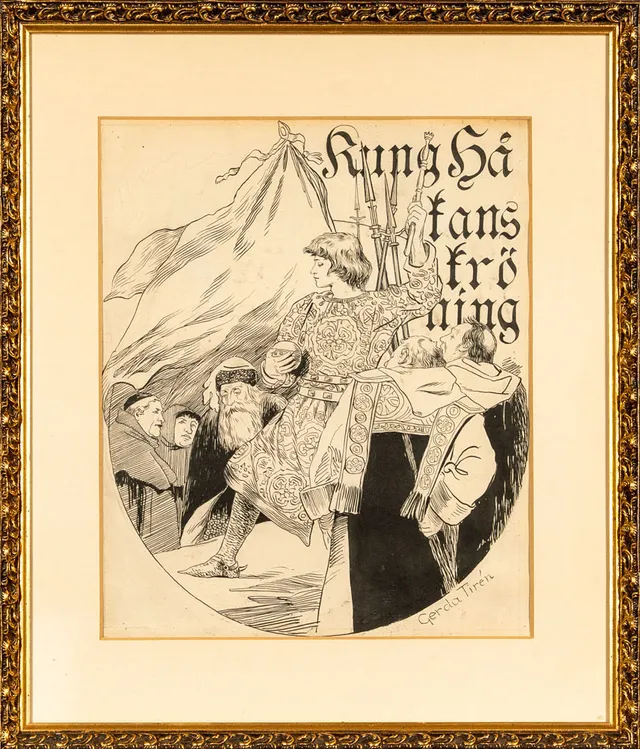 GERDA TIRÉN. Teckning i tusch.