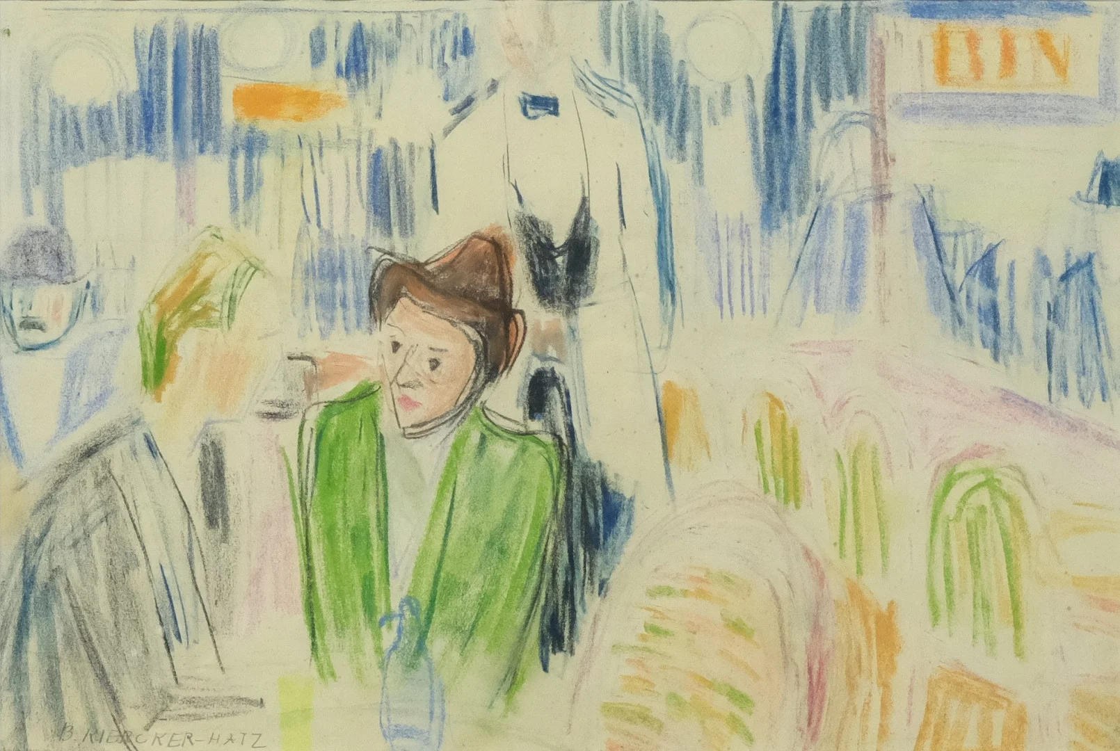 BRITA AF KLERCKER. KRITA PÅ PAPPER. CAFÉMOTIV MED FIGURER. — Drawings — Björnssons Auktionskammare