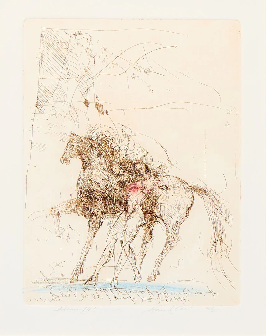 BO ÅKE ADAMSSON. Figur med häst. — Engravings & Prints — Uppsala Auktionskammare