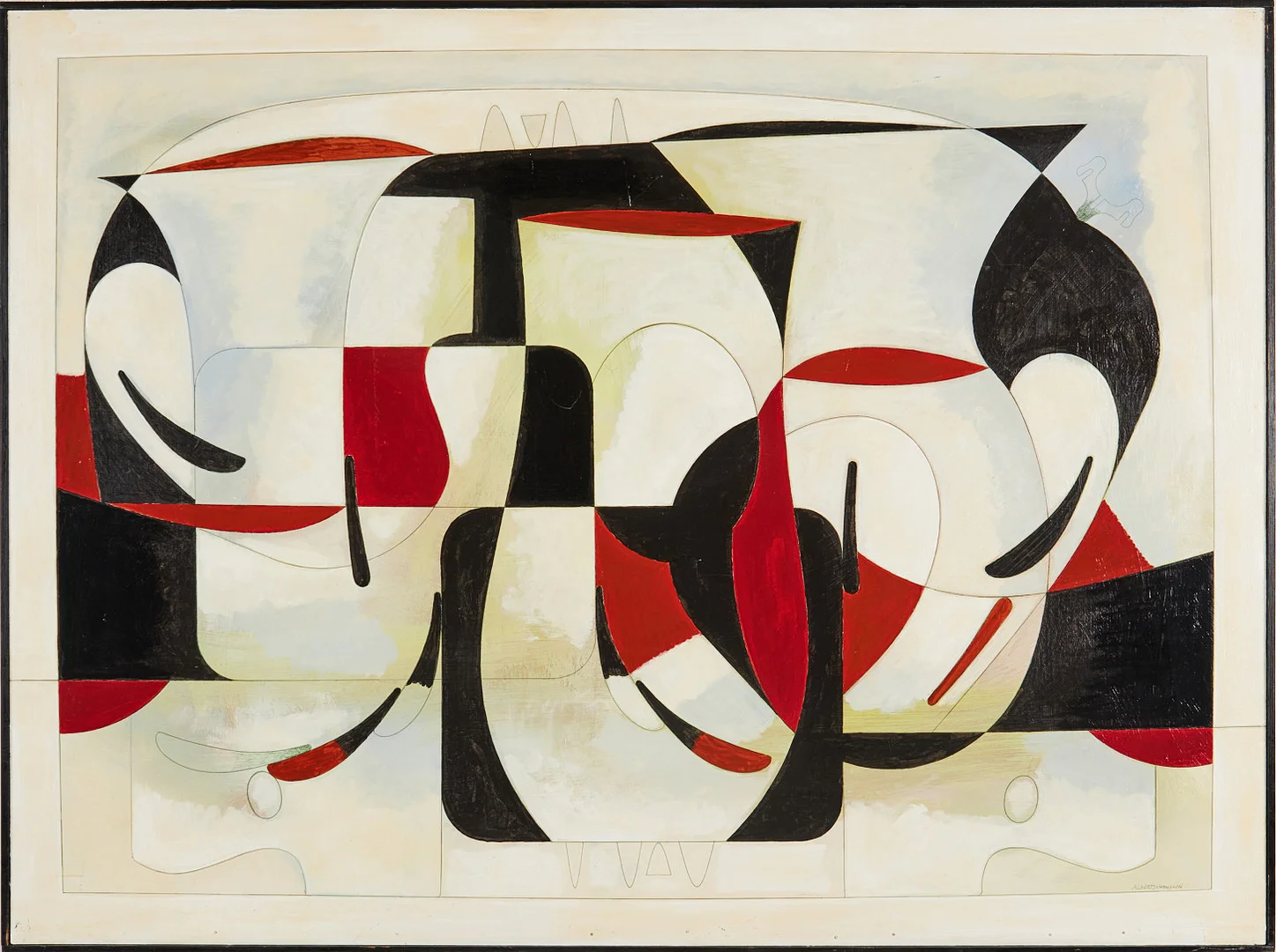 ALBERT JOHANSSON (1926-1998). "Målning", olja på pannå, signerad ALBERT JOHANSSON. — Paintings — Stockholms Auktionsverk Magasin 5