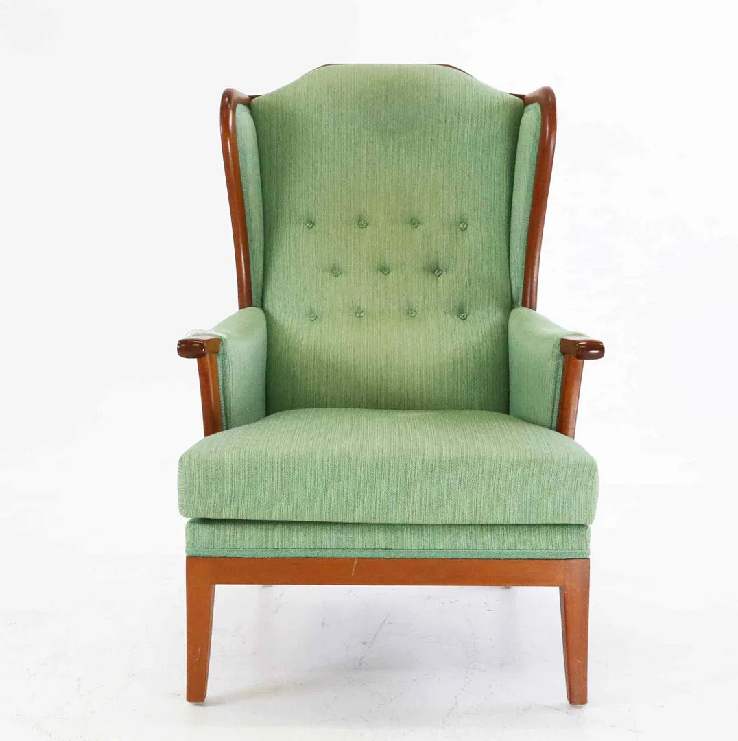 CARL MALMSTEN. fåtölj, "Husfadern", Jubileumsmodell 1988, AB O.H Sjögren, Silverplakett, 1900-talets andra hälft. — Armchairs & Chairs — Hälsinglands Auktionsverk