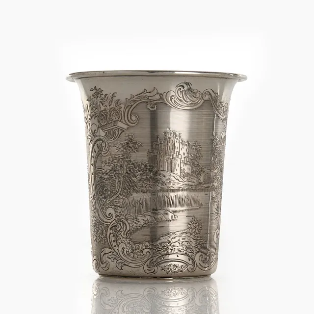 GUSTAF THEODOR FOLCKER (1811-1877). Bägare, silver, graverad dekor, Stockholm 1855.