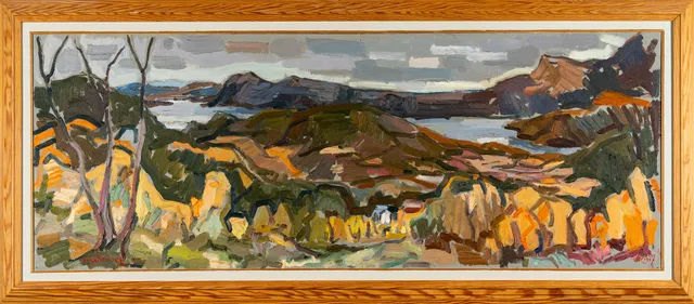 OLLE BLOMBERG. Olja på duk, "Storskog, Tärna", signerad och daterad 1977.