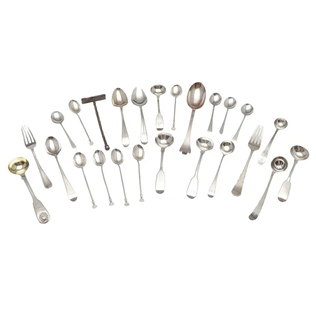 MIXED SILVER FLATWARE.
