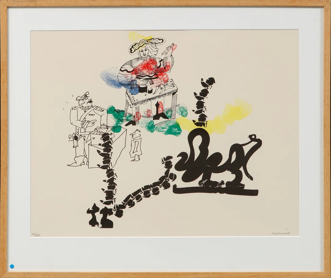 CARL FREDRIK REUTERSWÄRD. Komposition med figurer, färglitografi, signerad och numrerad 34/200. — Engravings & Prints — Göteborgs Auktionsverk