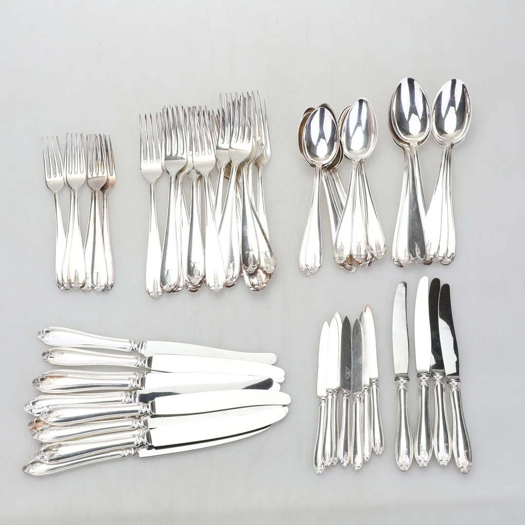 BESTICK, 67 delar, nysilver, modell Vasa. — Silver plated — Södermanlands Auktionsverk
