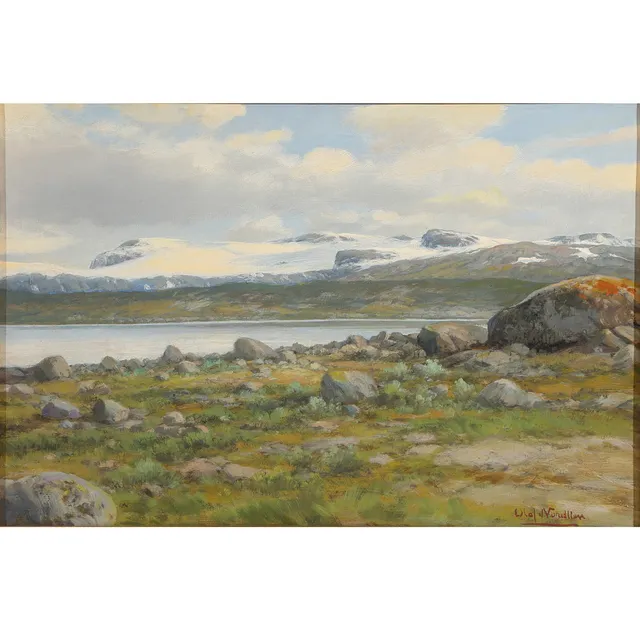 OLAF NORDLIEN (1864-1929). Nordisk landskab, olie på lærred.